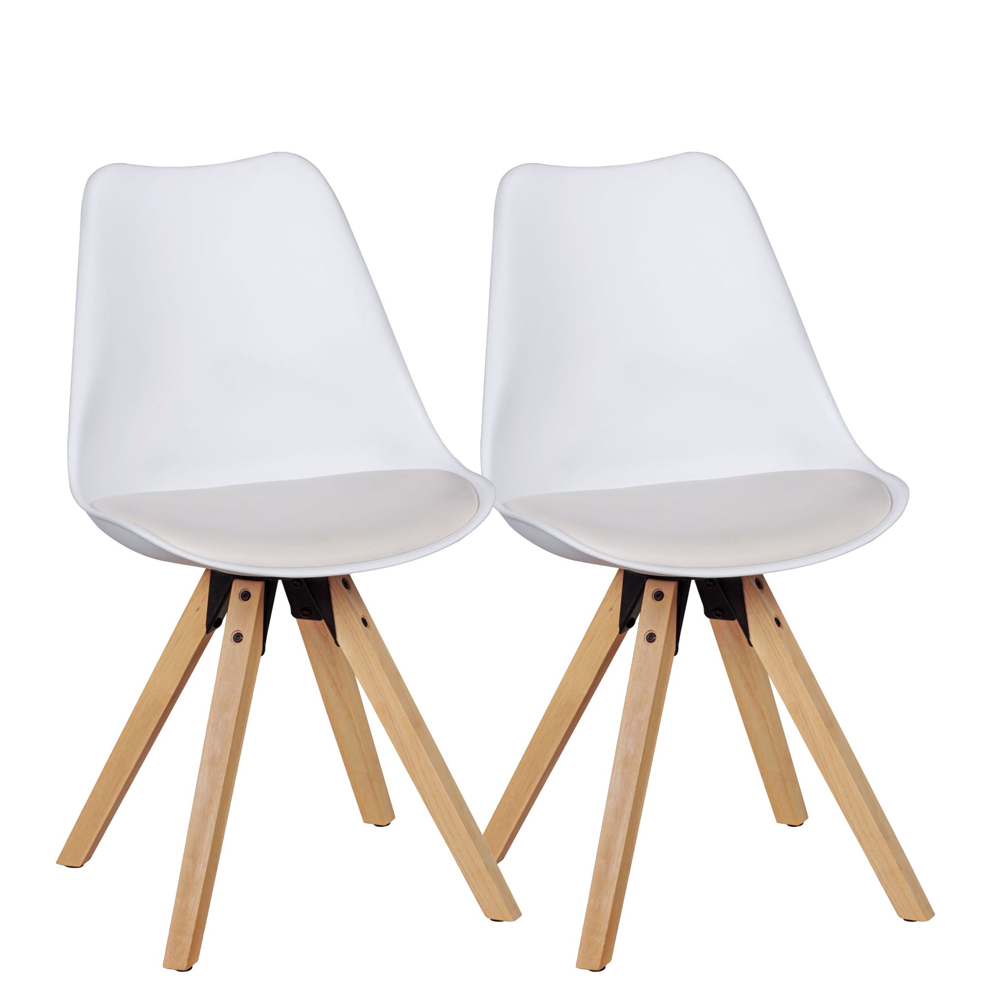 2x Retro Eetkamerstoel LIMA Wit | Kunstleer | 49x87x52 cm