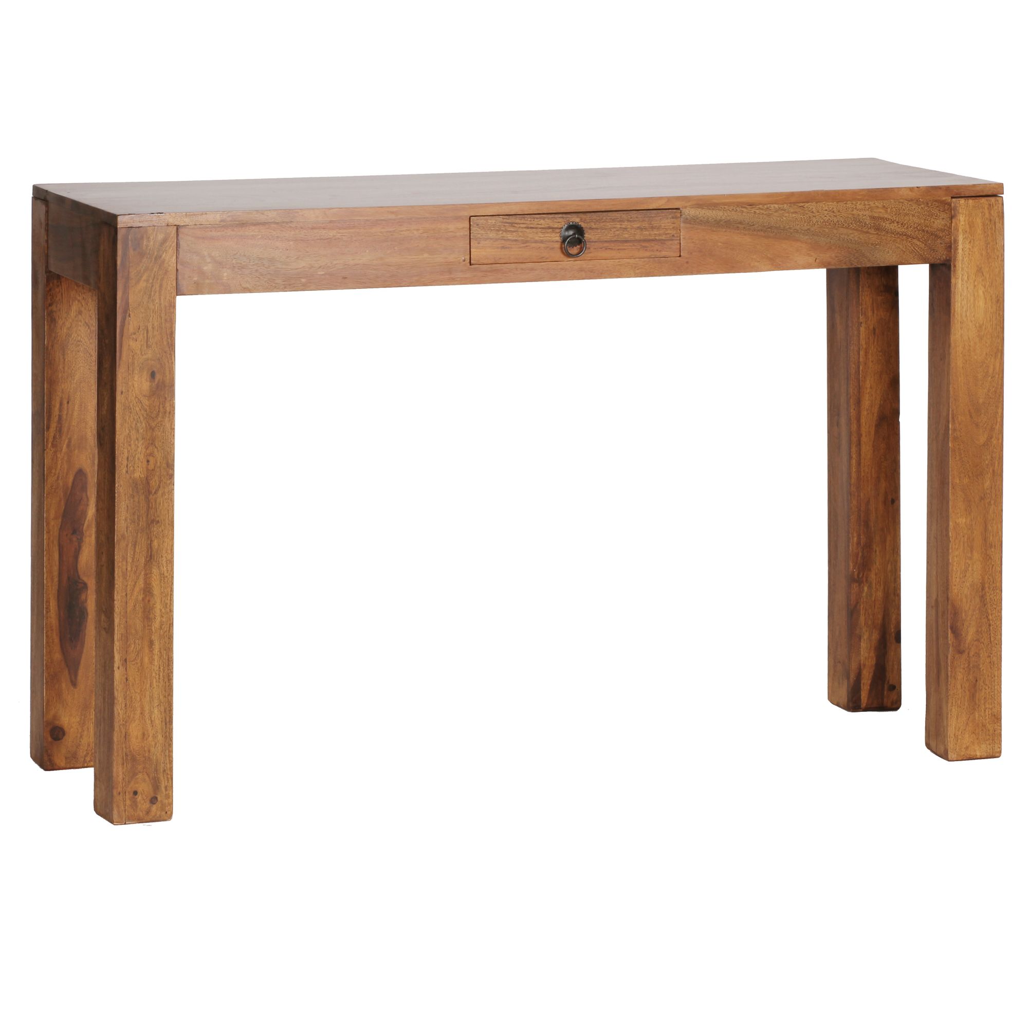 Console tafel mumbai massief houten sheesham console met 1 lade bureau 120 x 40 cm landelijke stijl dressoir