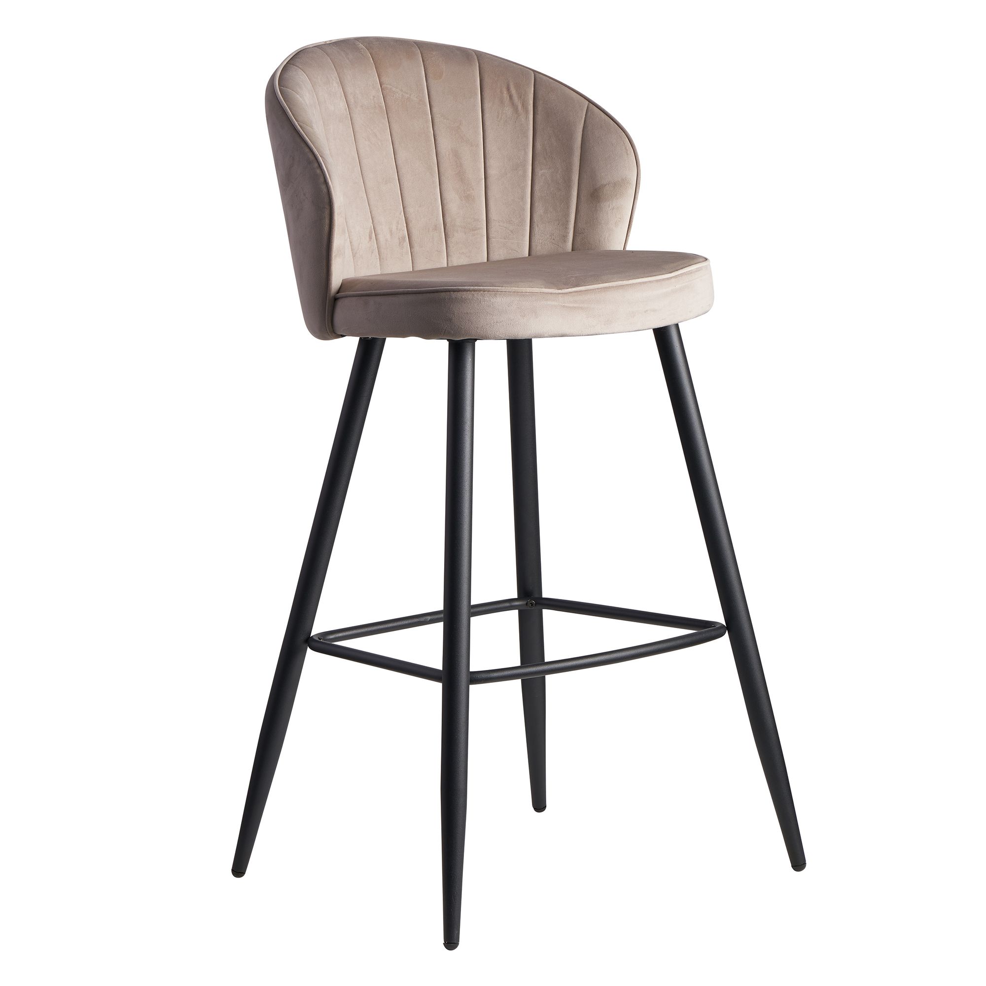 Barstoel beige fluweel | Zwart metaal | 56x102,5x52,5 cm