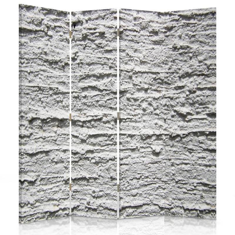 145 cm dubbelzijdig scherm van mdf en canvas met grijze pleisterstructuur