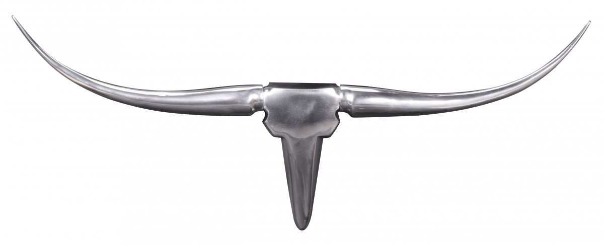Bull Herten Gewei Muurdecoratie Zilver Aluminium | Aluminium | 74 x 35 x 5 cm