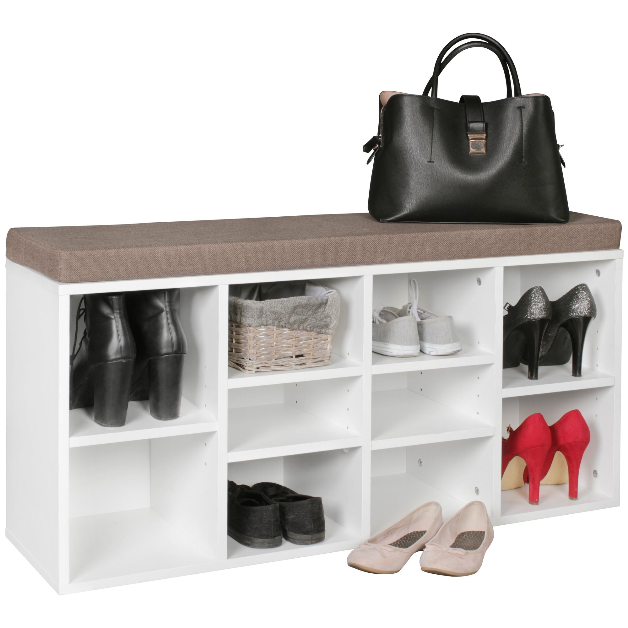 Bank met zitkussen, wit gangbank 103,5 x 53 x 30 cm