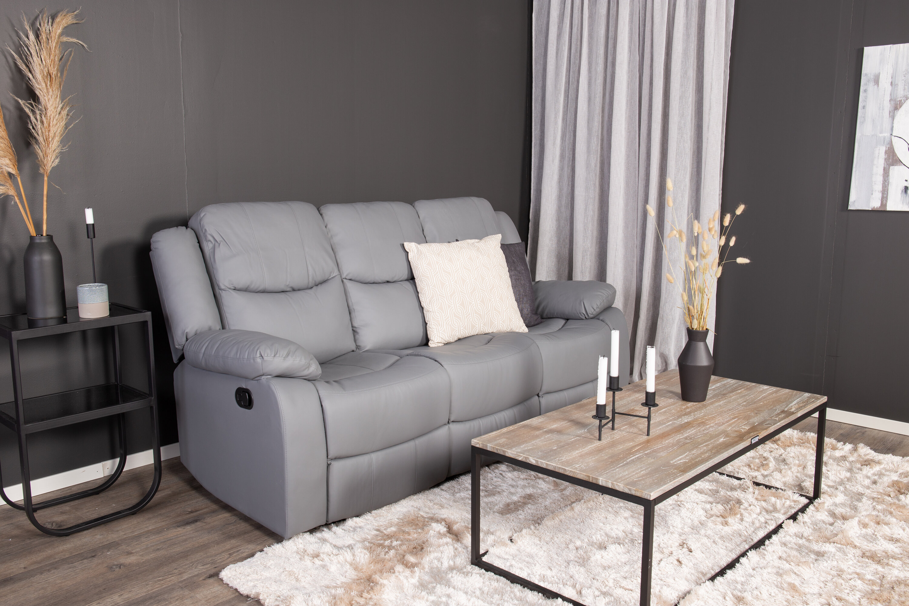Alba 3-zits fauteuilbank - Grijs PU
